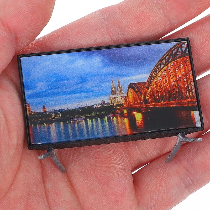 دويتول DOITOOL Miniature Doll House TV بمقياس 1:12 ملحقات بيت الدمى تلفزيون صغير ديكور أثاث مصغر، 2.3X1.3 بوصة - Image 4